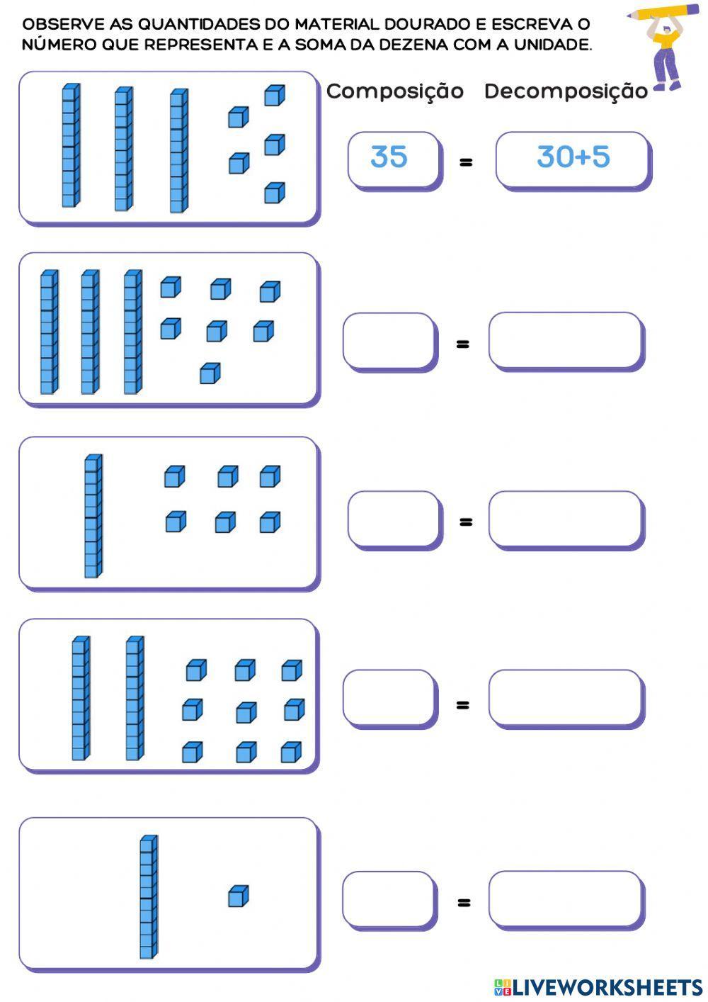 Material Dourado - composição e decomposição até 40