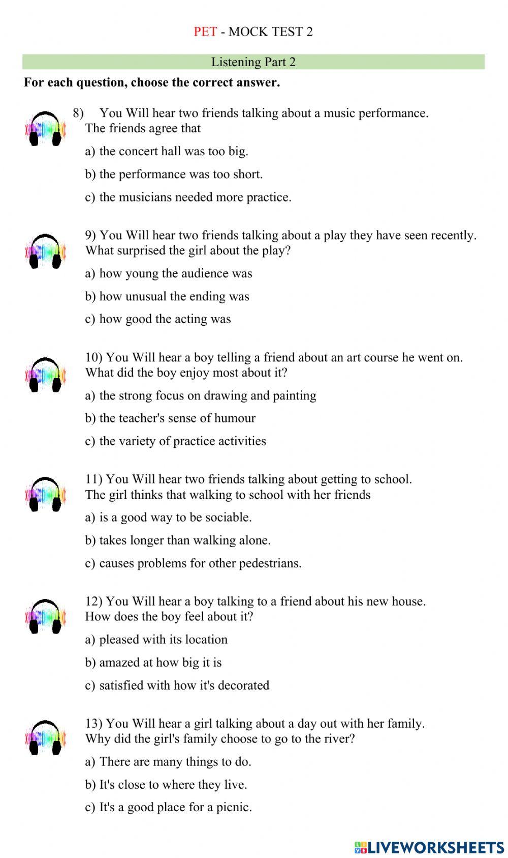 PET - Mock test 2 LISTENING 2