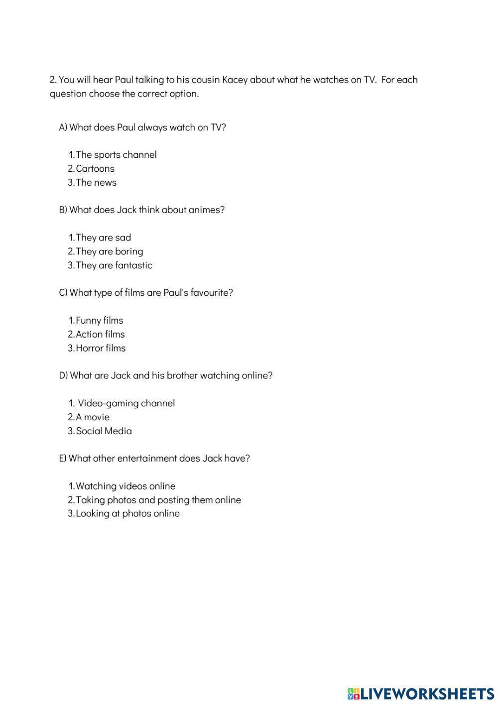 Mid-term exam: Listening section