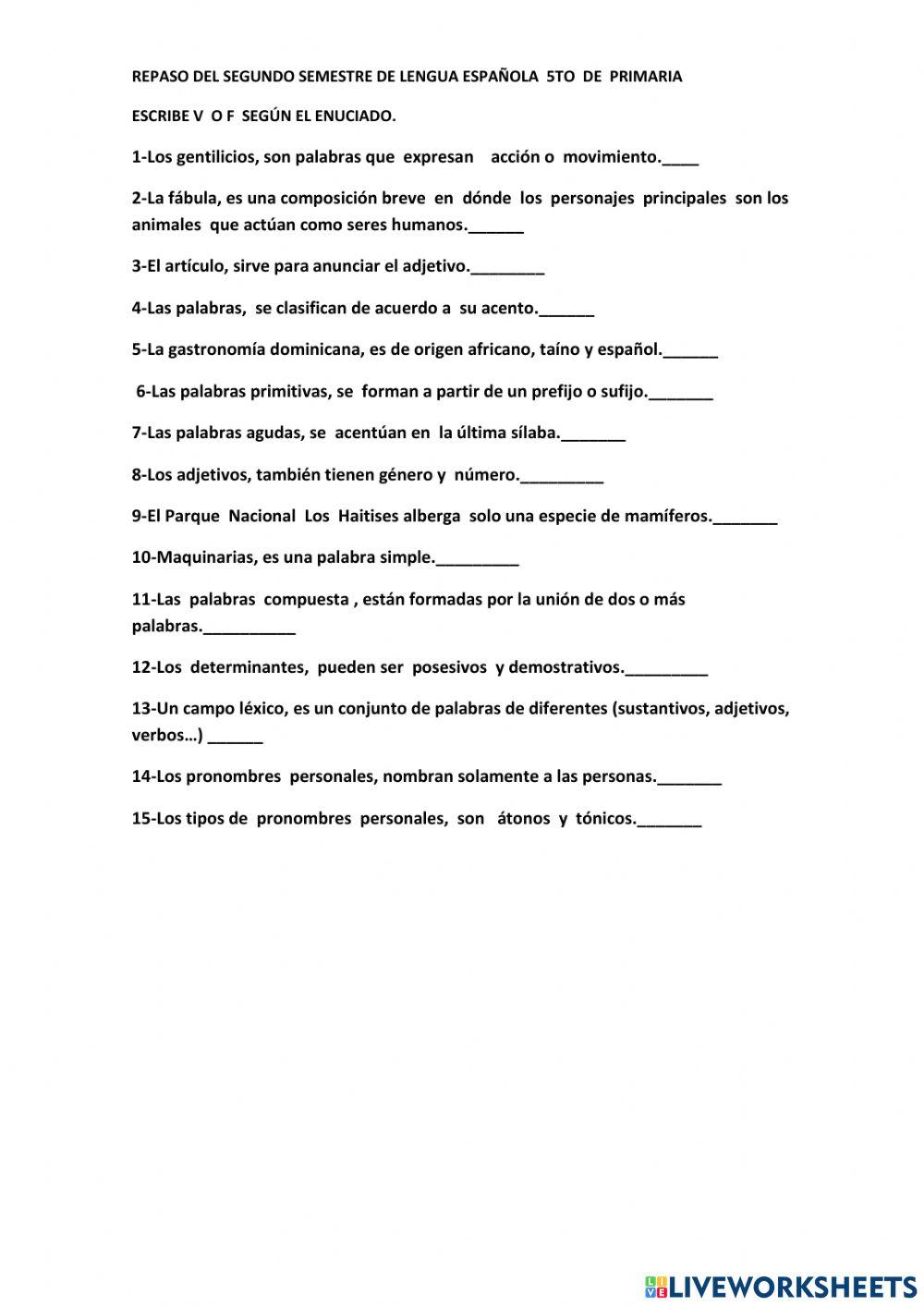 Repaso del segundo semestre.