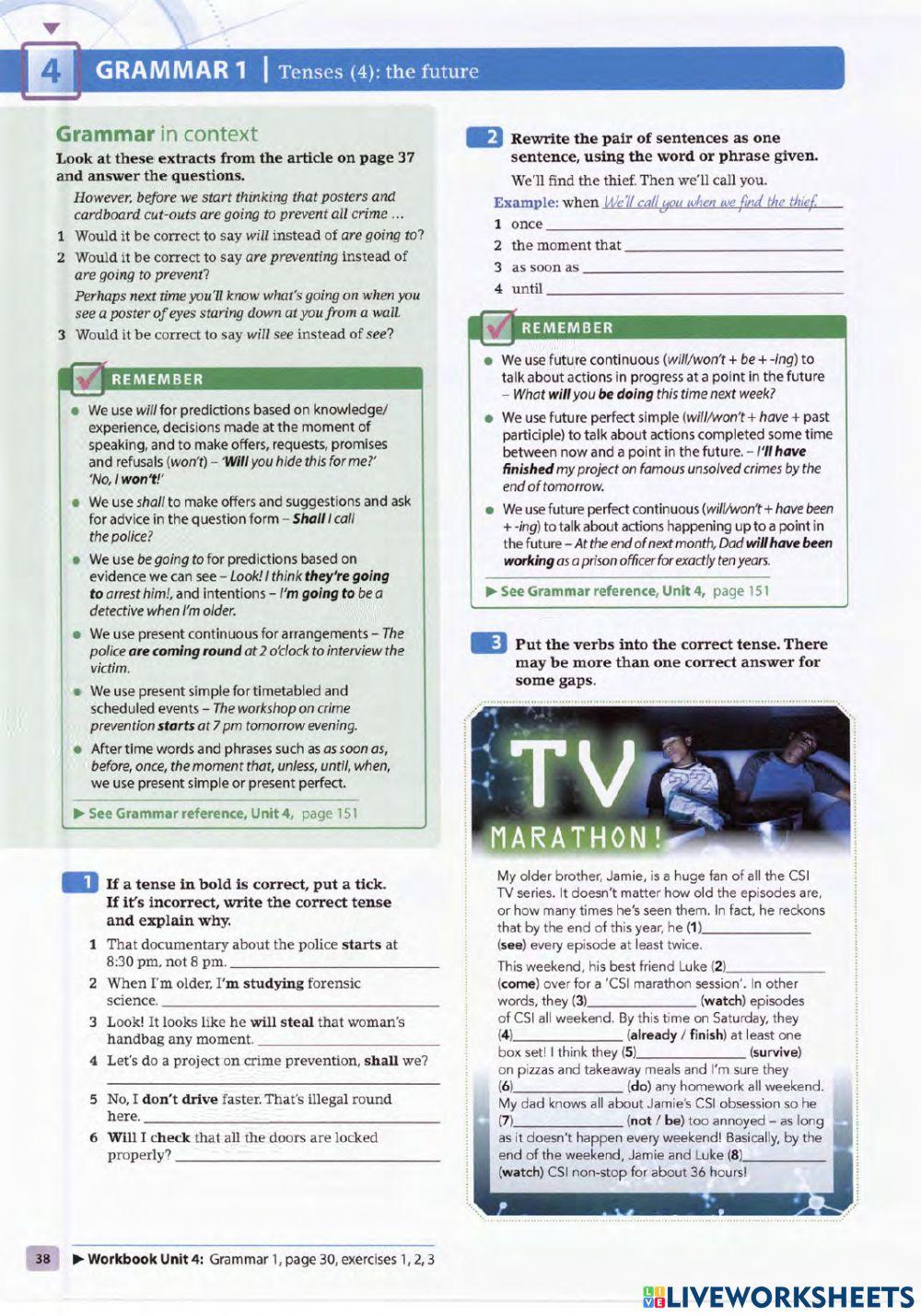 Crime doesn t pay unit 4 optimise b2 online exercise for live worksheets