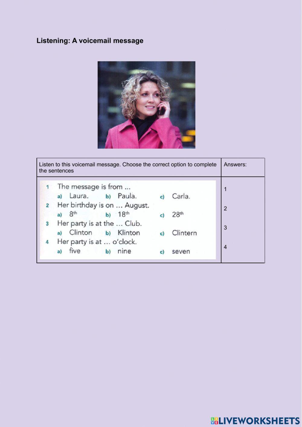 Listening: A voicemail message