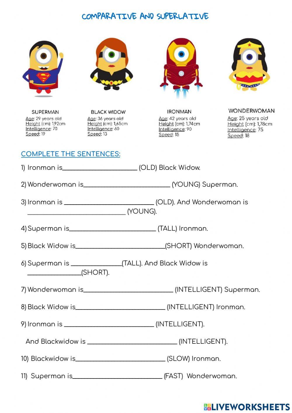 comparatives and superlatives superheroes