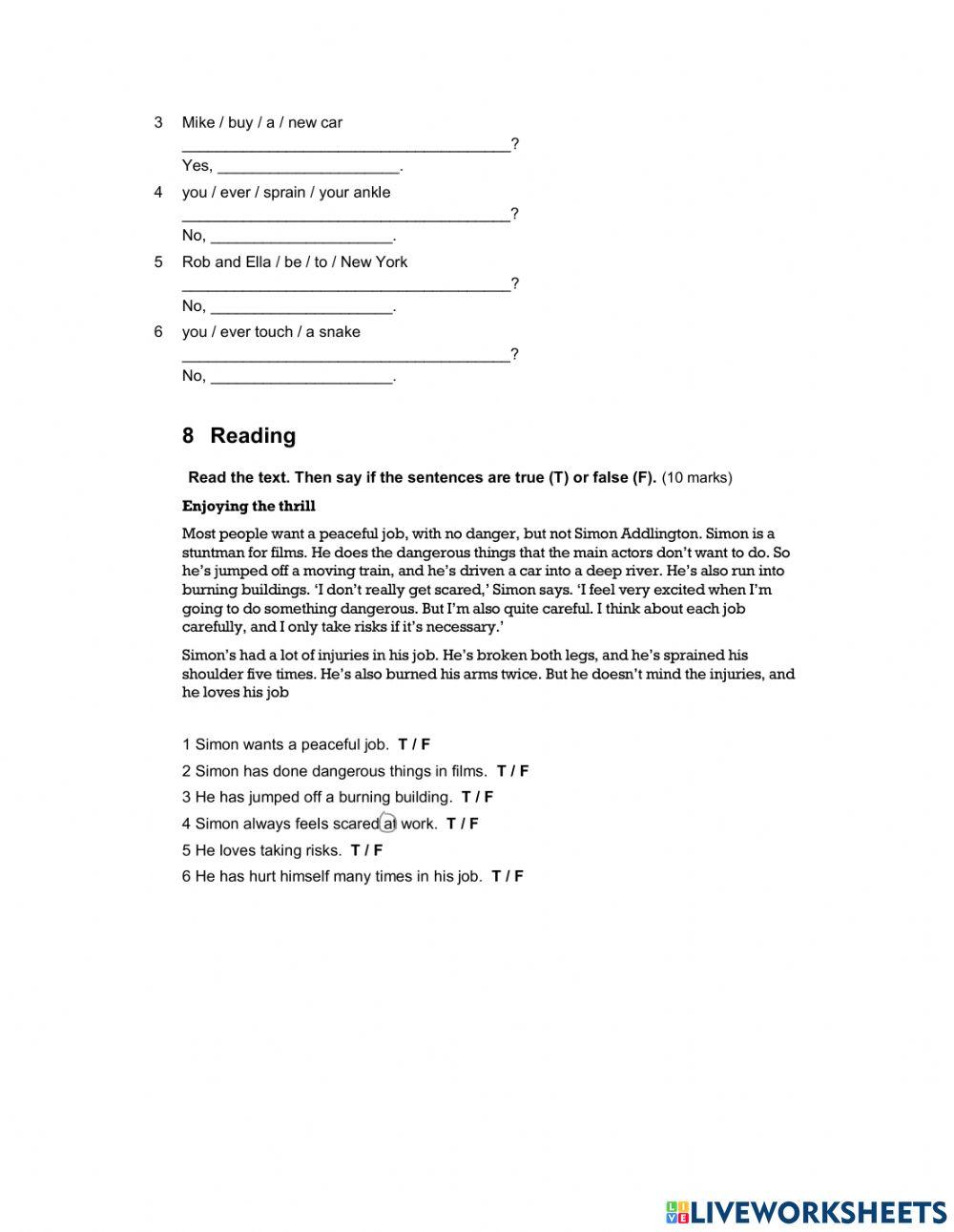 Juniors C test unit 8