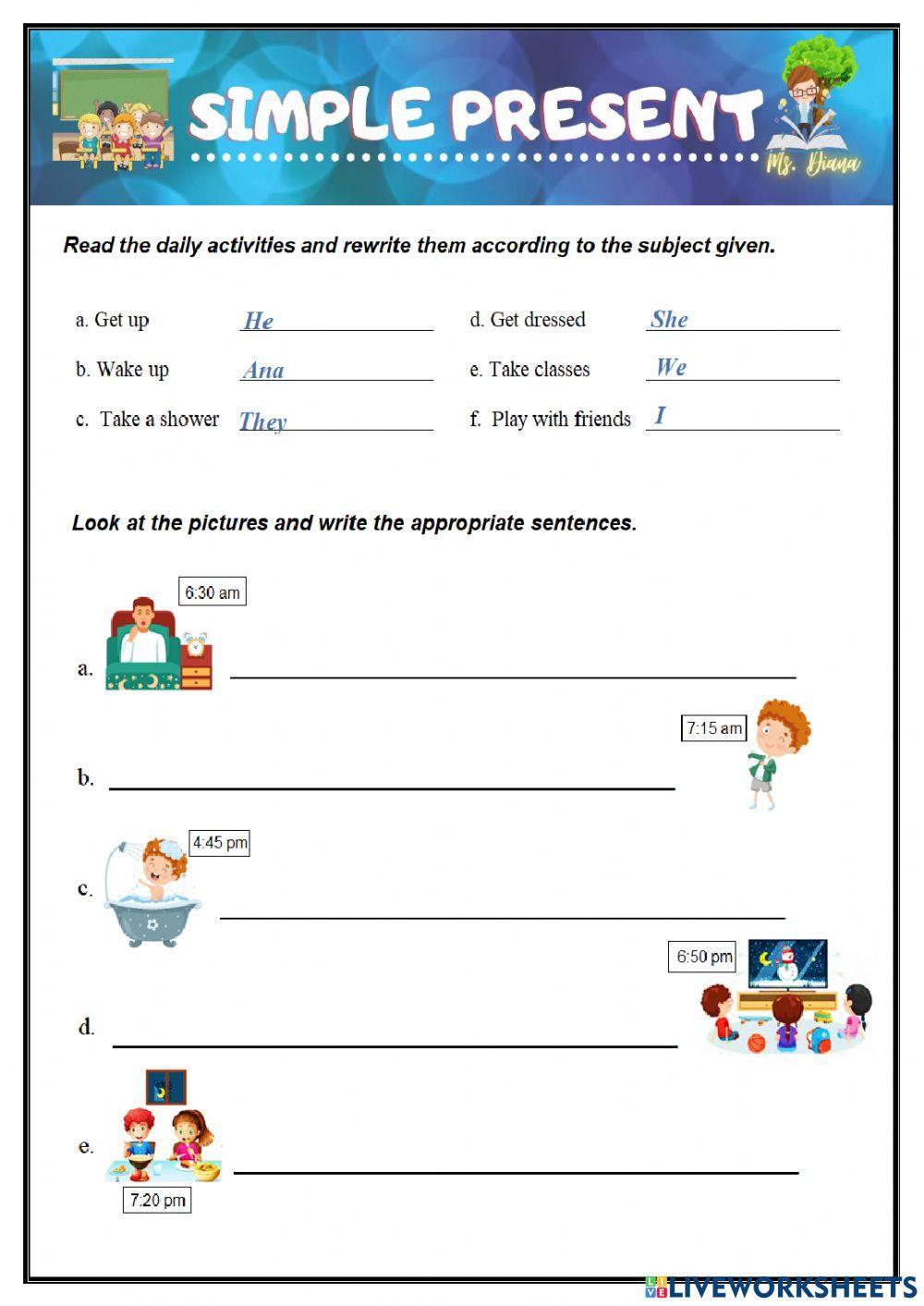 Simple Present online exercise for primary | Live Worksheets