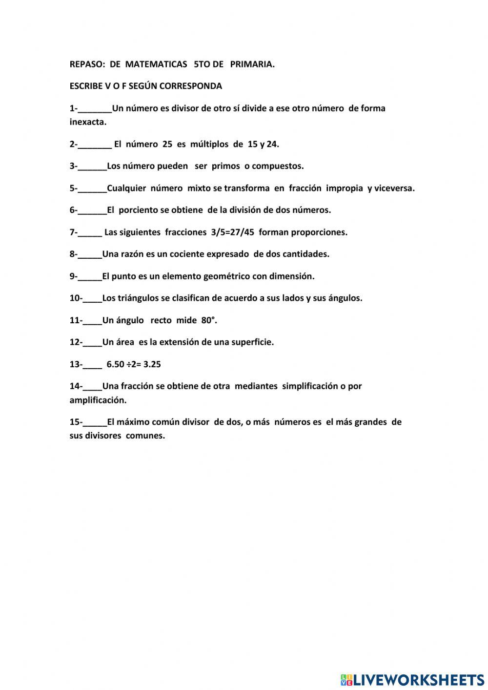 Repaso del segundo semestre.