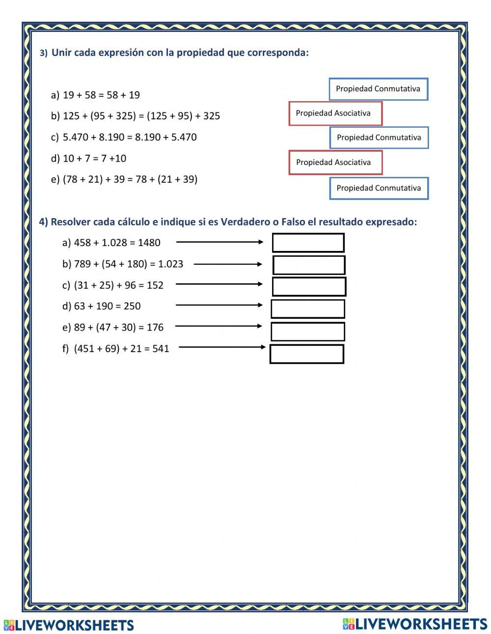 Las propiedades de las sumas