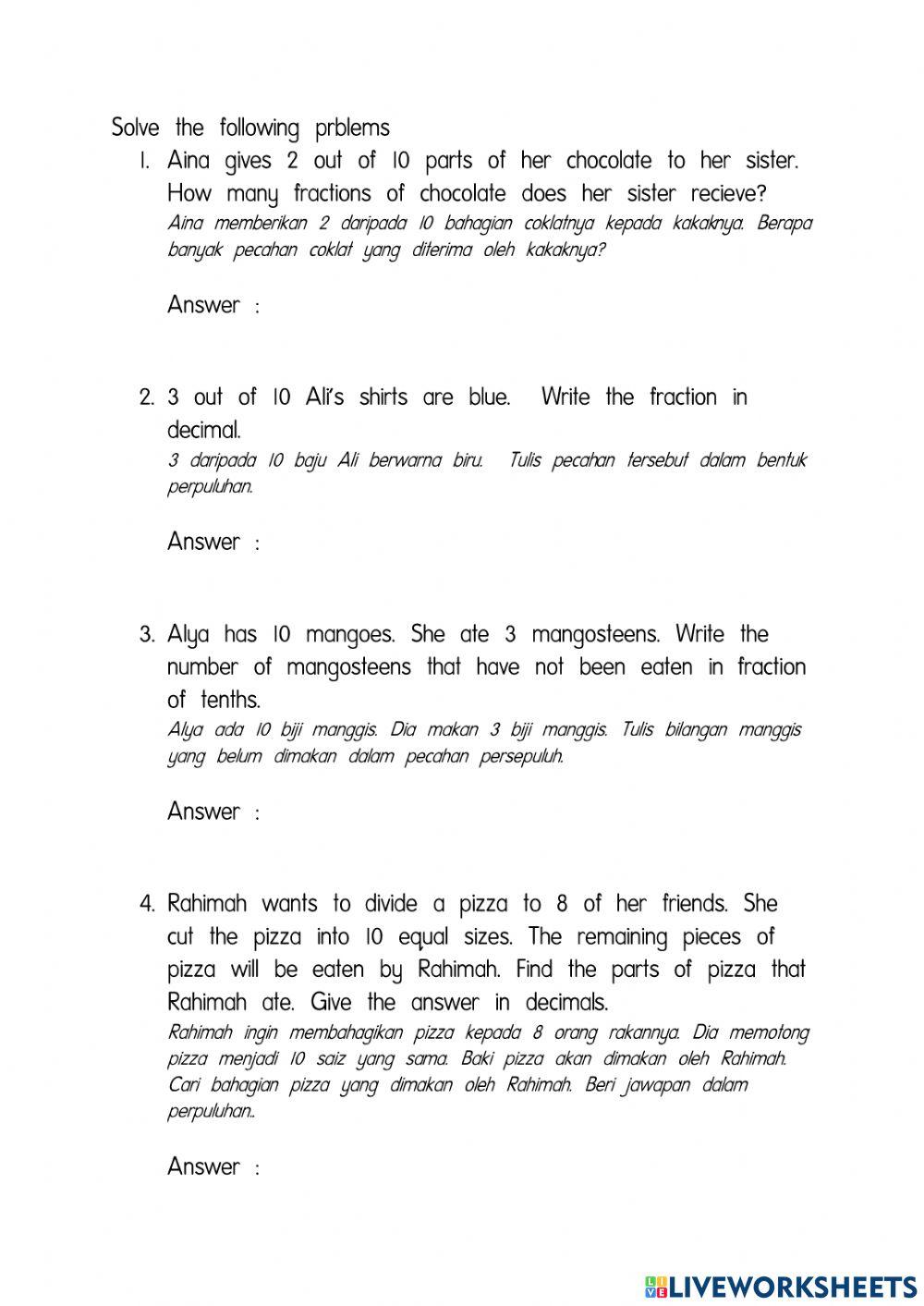 Fraction and decimals