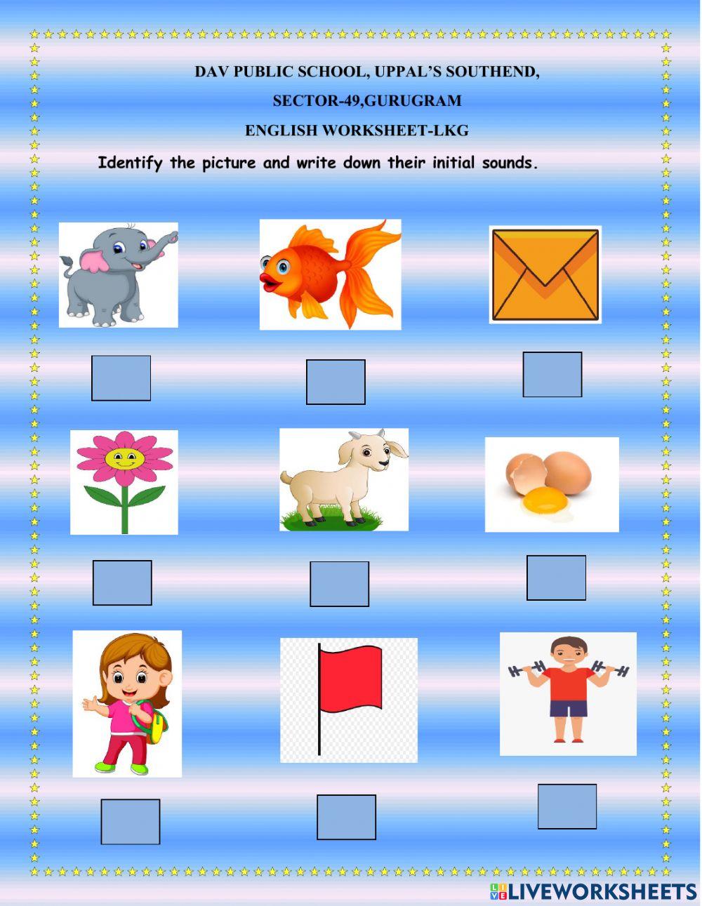 Identify the picture and write their initial sound