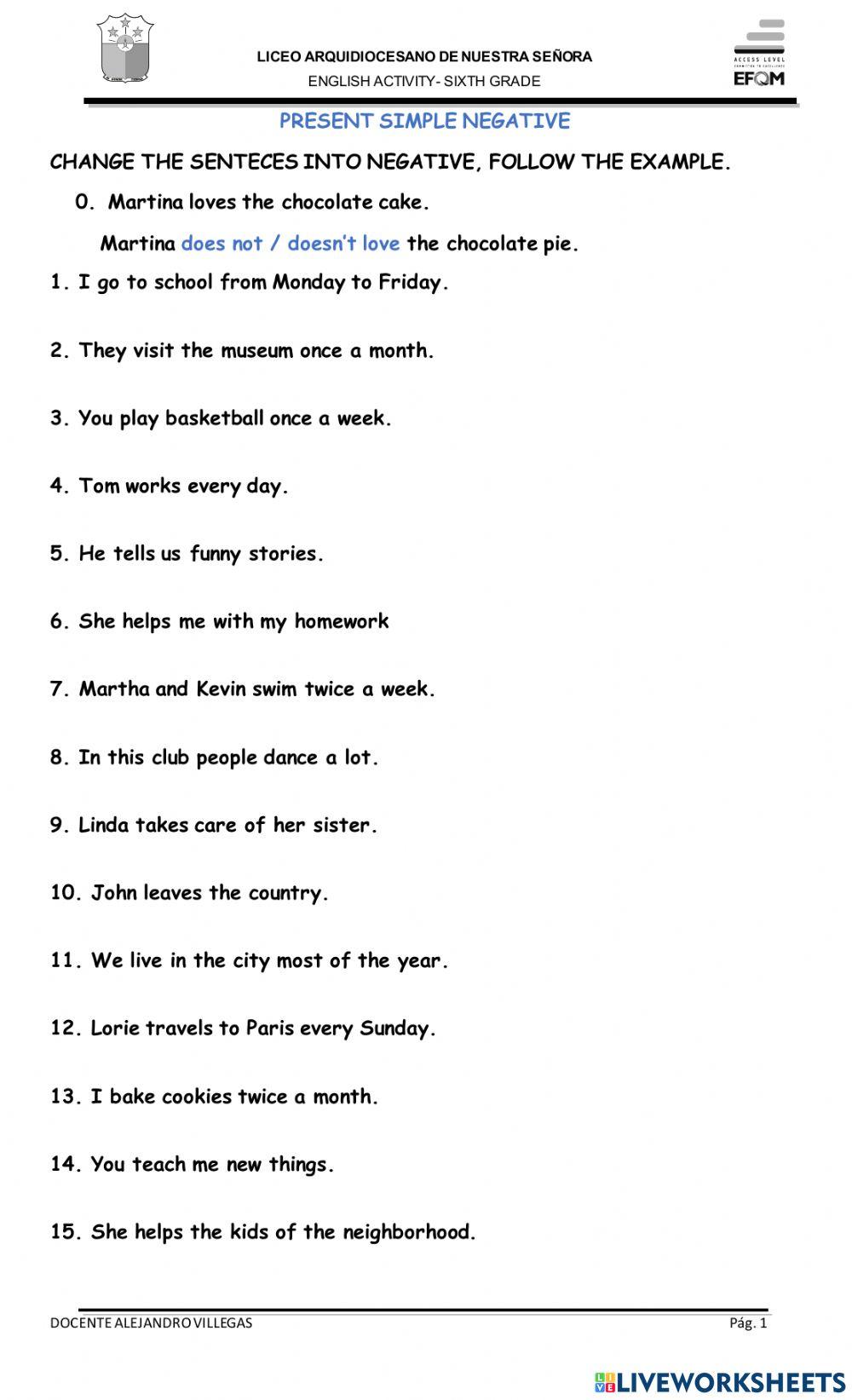 Present simple negative