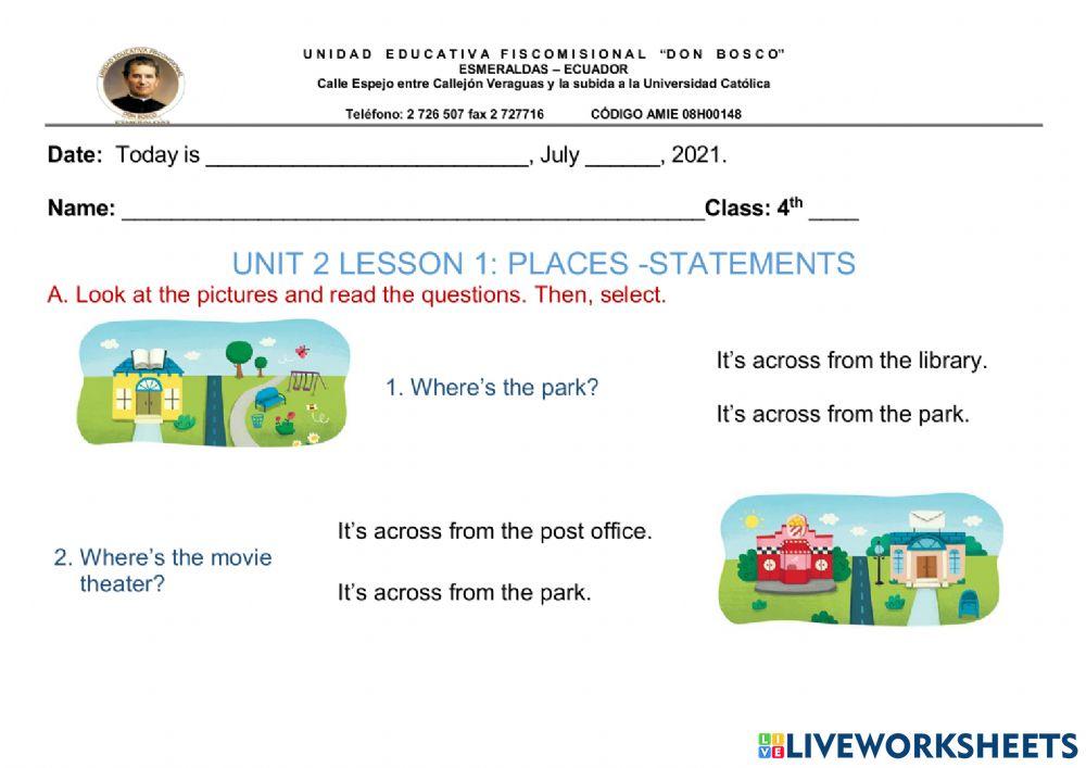 Places to go-statements