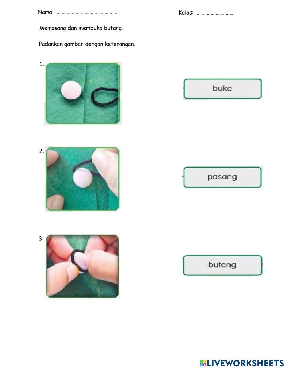 Membuka dan memasang butang