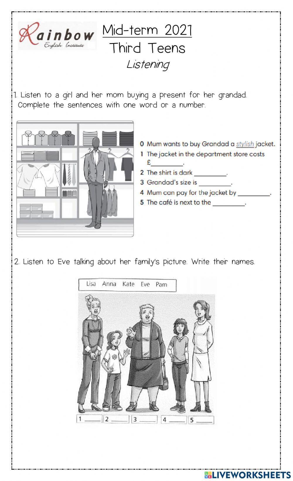 Listening exam 3rdteens