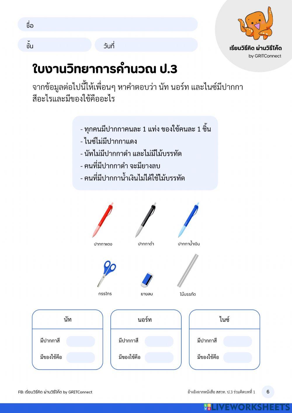 วิทยาการคำนวณ ป.3 1.5