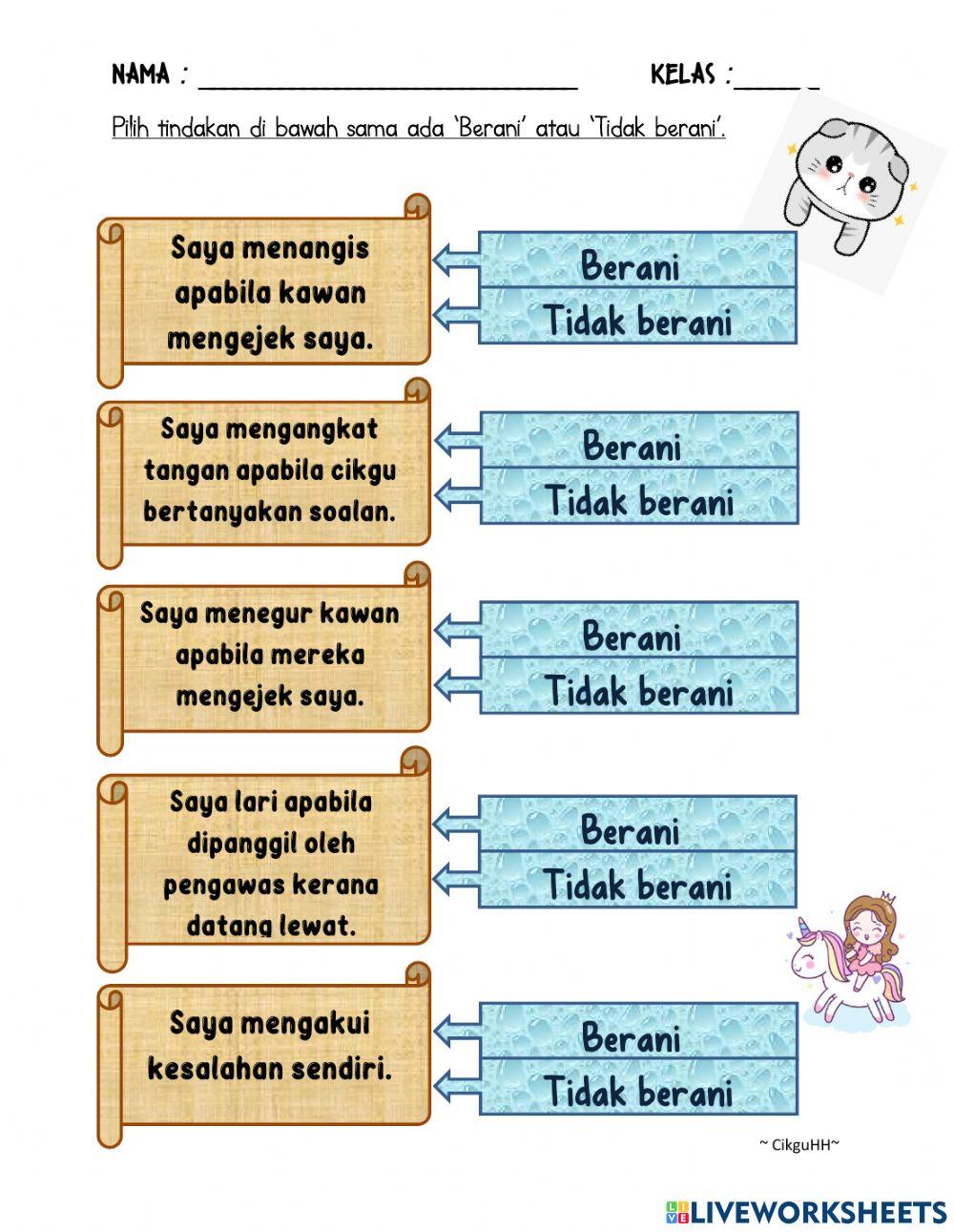 Pendidikan moral tahun 1 : berani