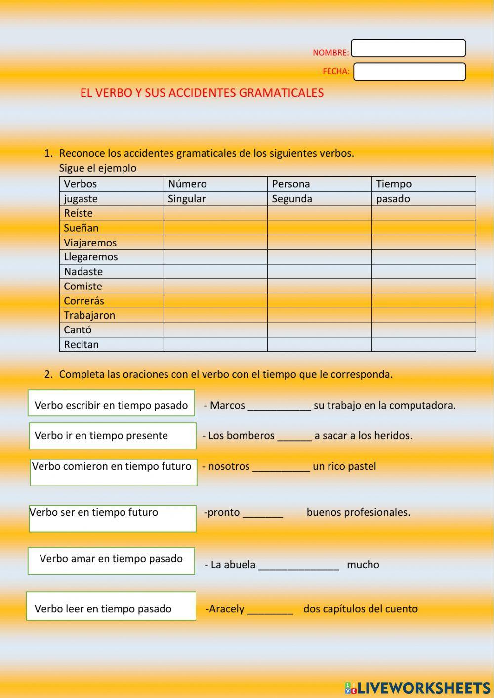 El verbo número tiempo y persona El verbo número tiempo y persona