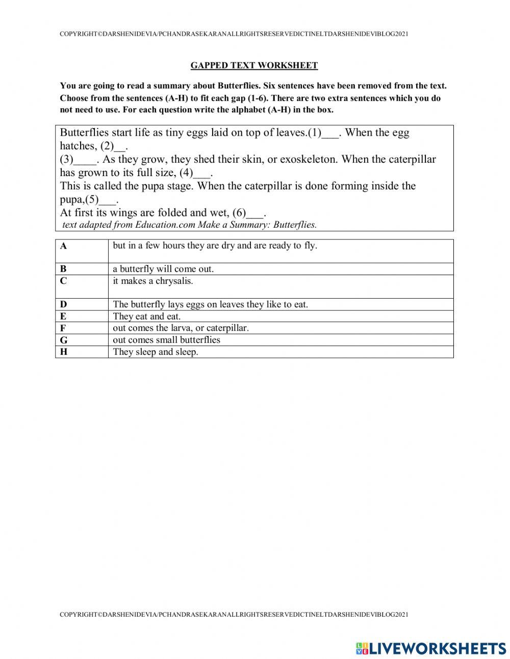 Gapped text PT3 more worksheets