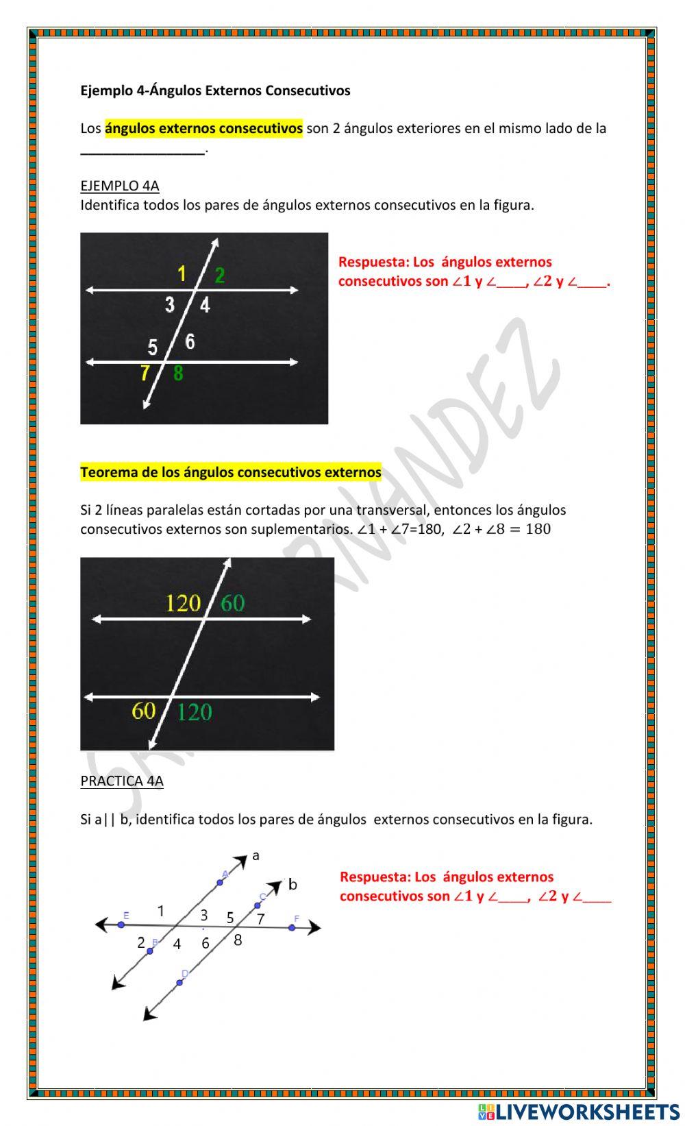 1.A.1.c Propiedades de rectas paralelas y perpendiculares  (Ángulos formados por líneas paralelas y transversales)