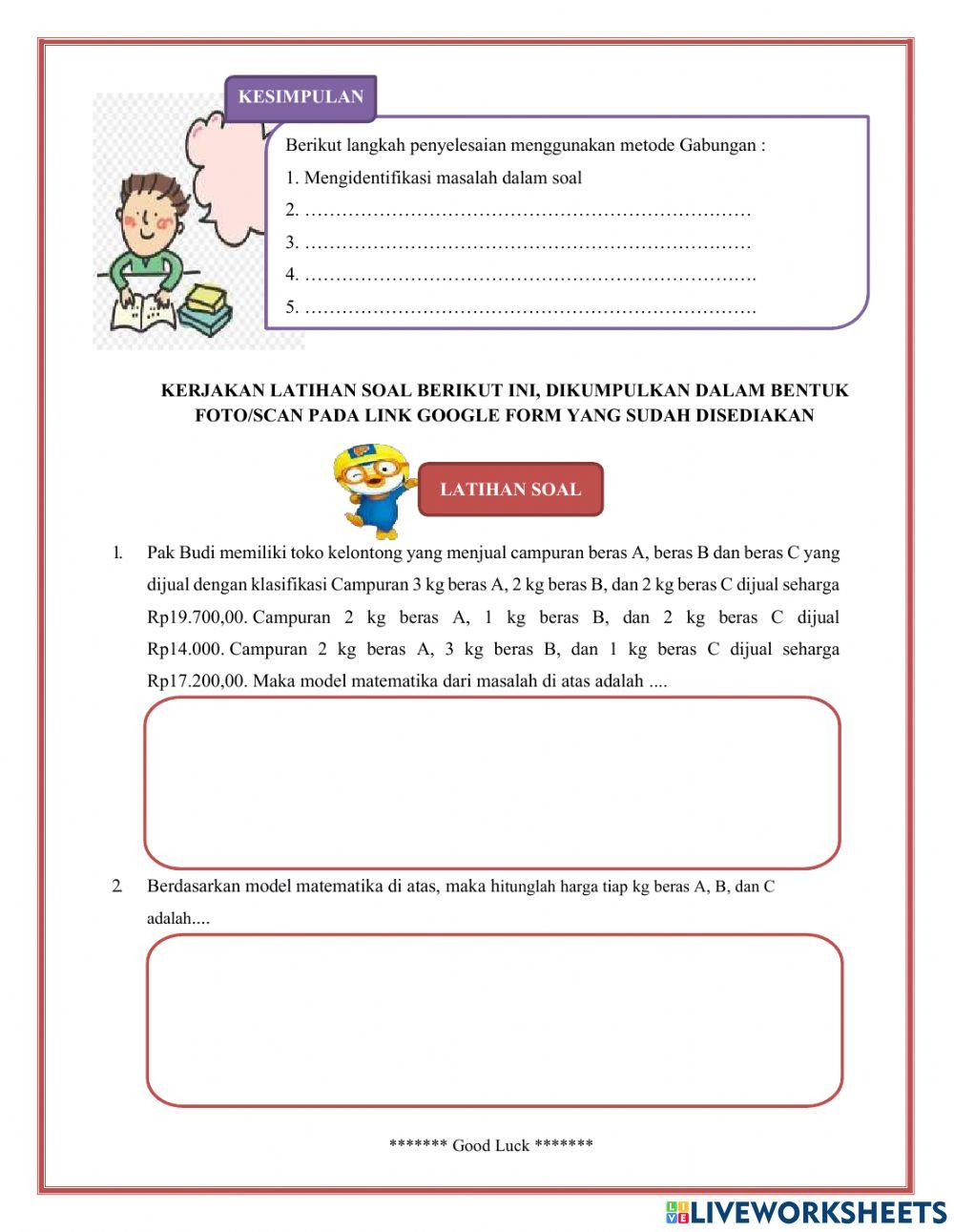 LKPD Materi Sistem Persamaan Linear Tiga Variabel