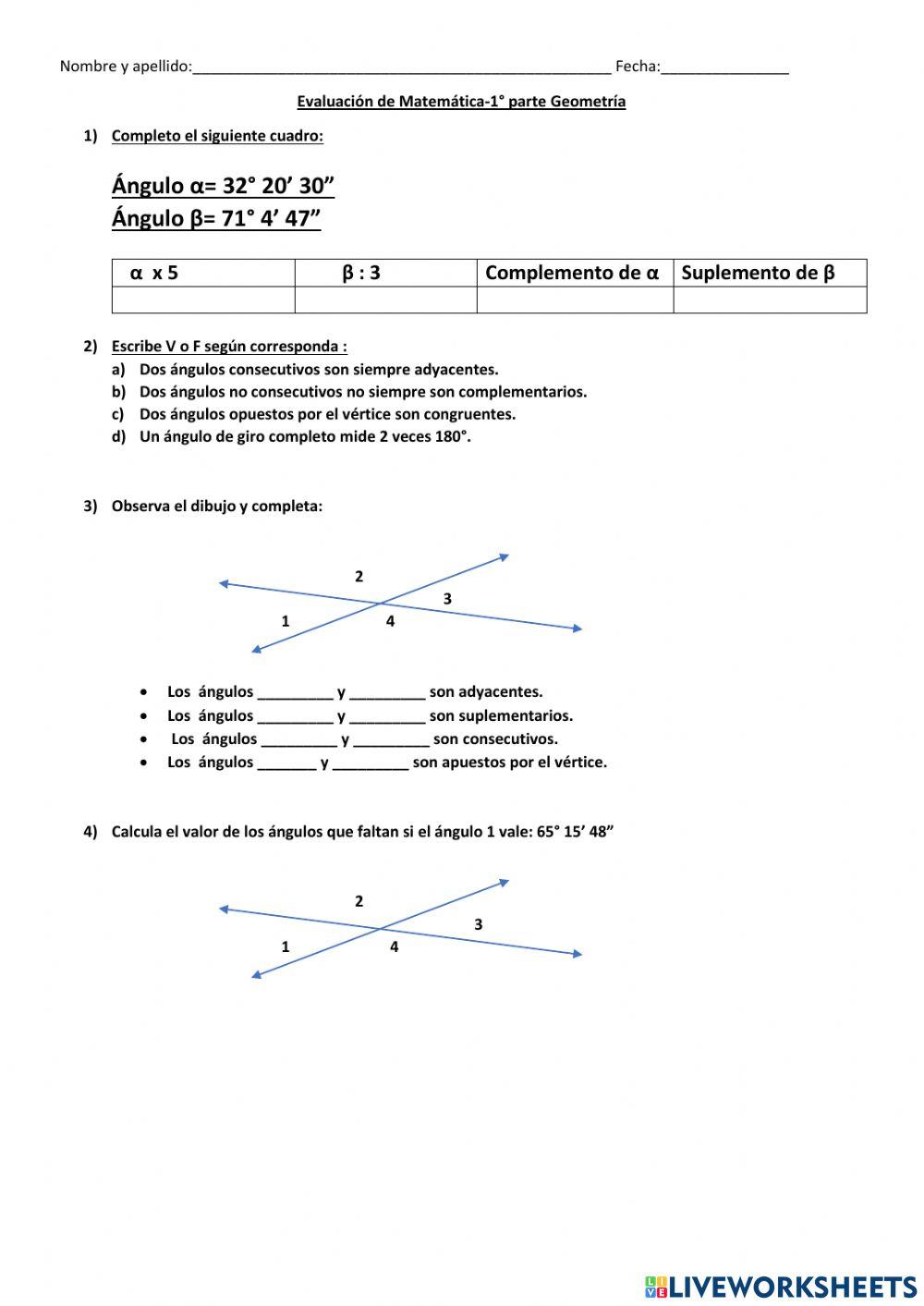 Evaluación de matemática