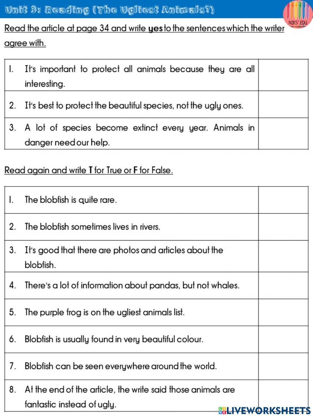 Wild Life- Reading (The Ugliest Animal?)