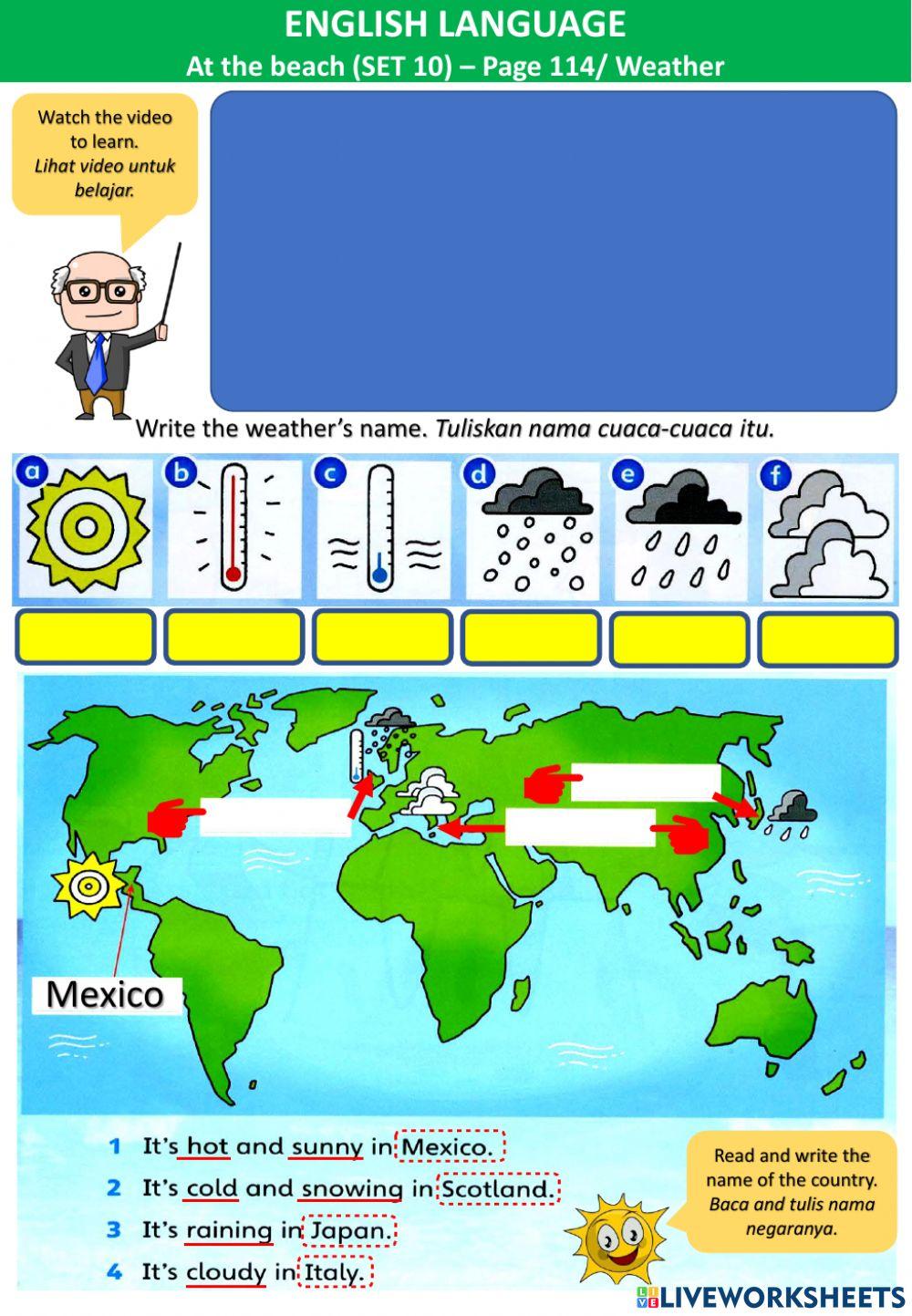 At the beach (10) - weather -quiz