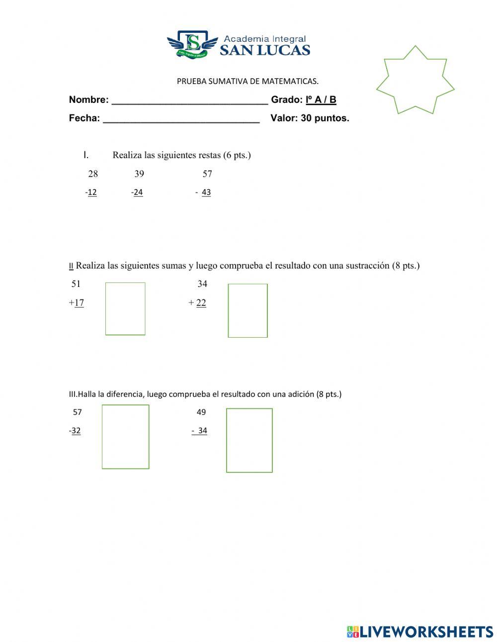 Problemas combinados de adición y sustracción