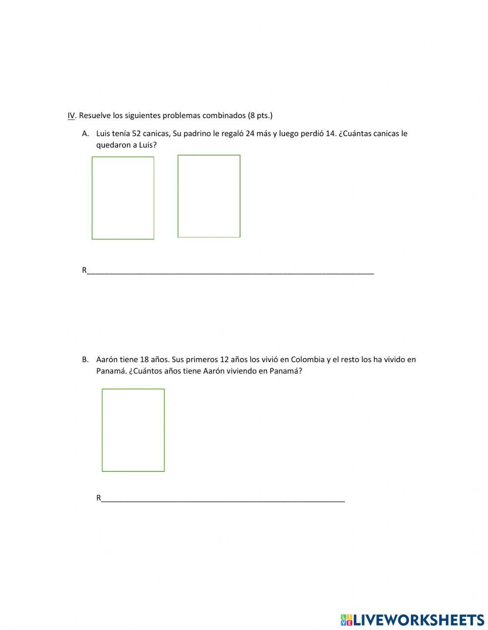 Problemas combinados de adición y sustracción
