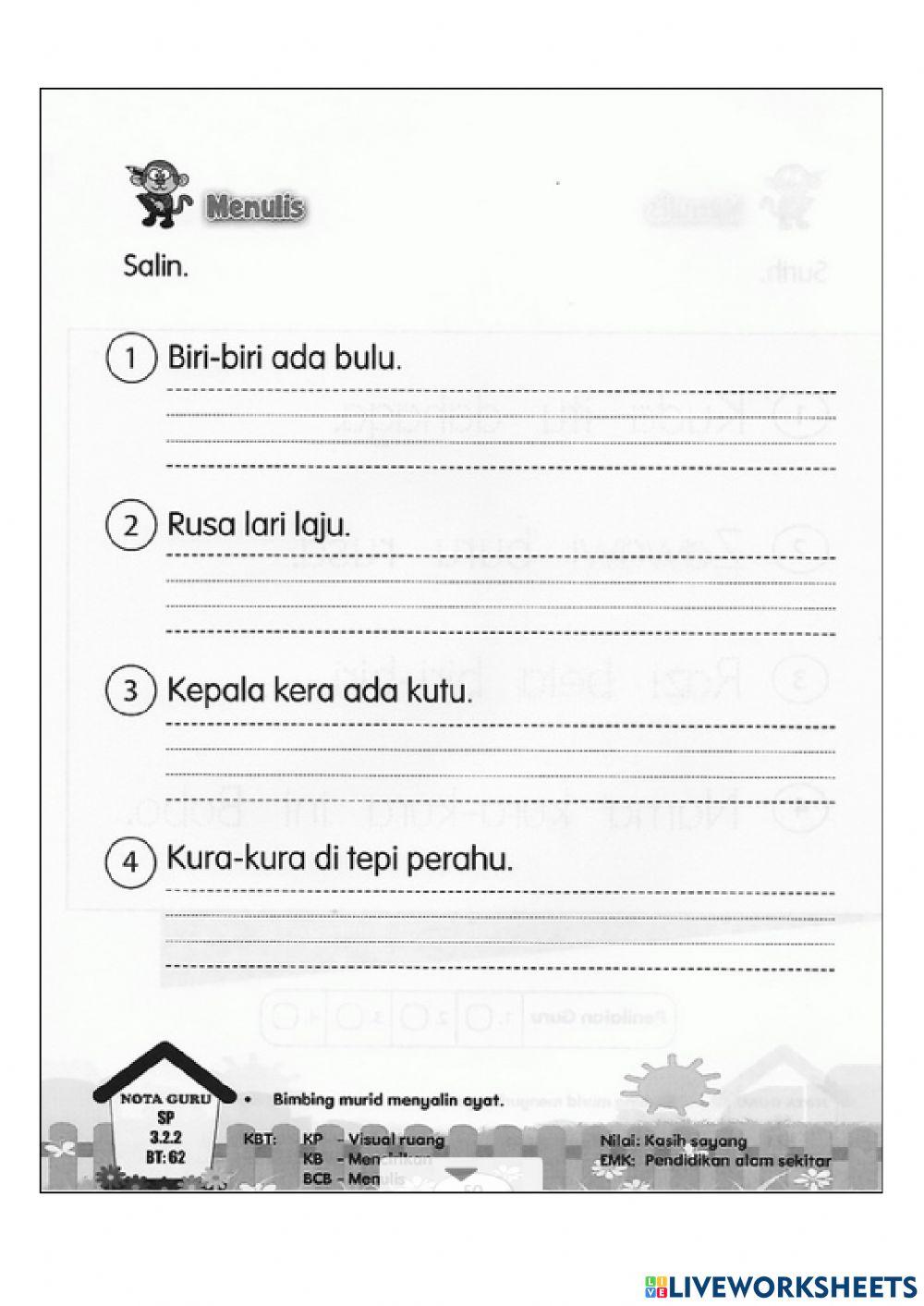 Menulis dan Membaca worksheet Live Worksheets Menulis dan Membaca worksheet Live Worksheets