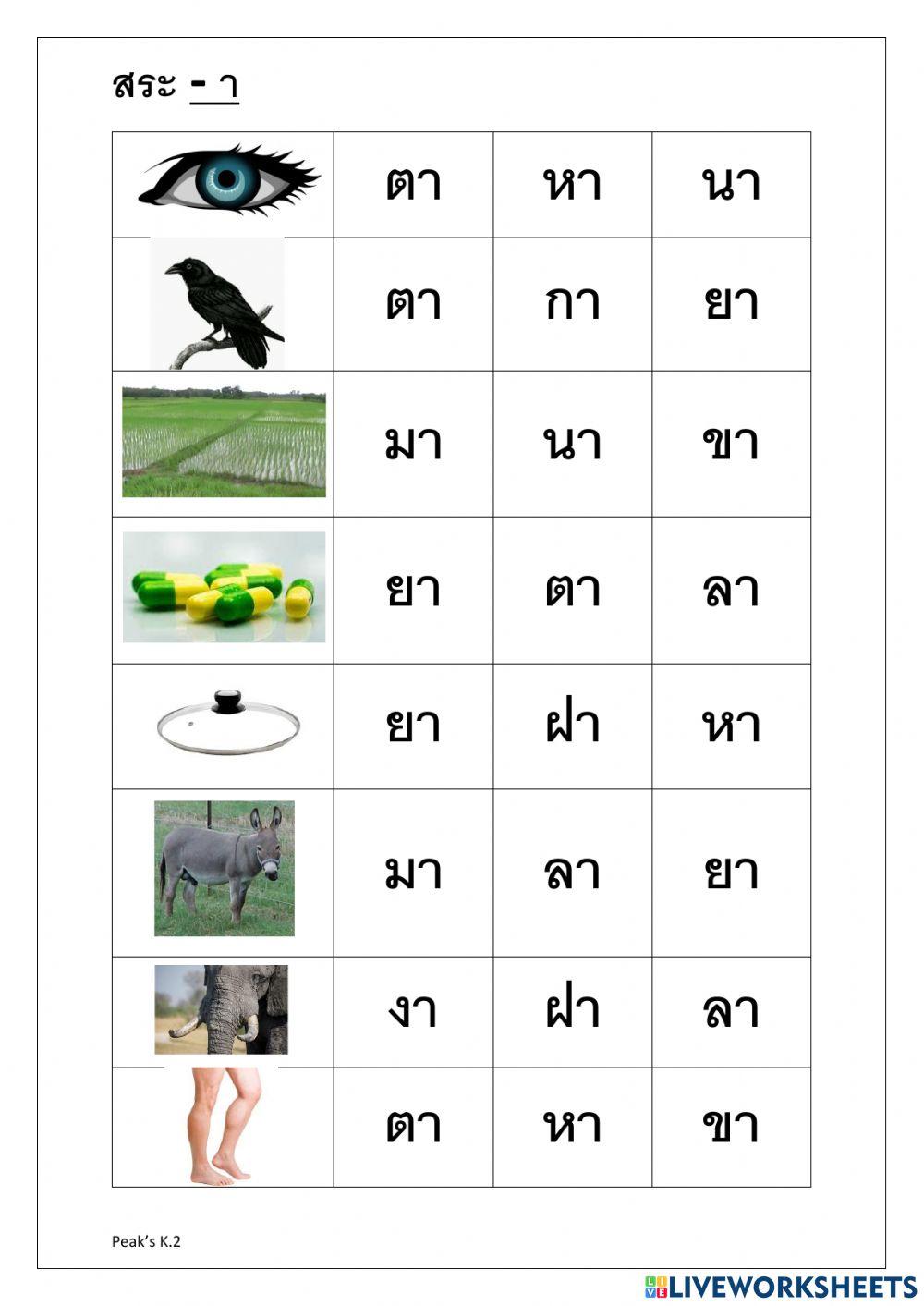 สะกดคำ สระ -า