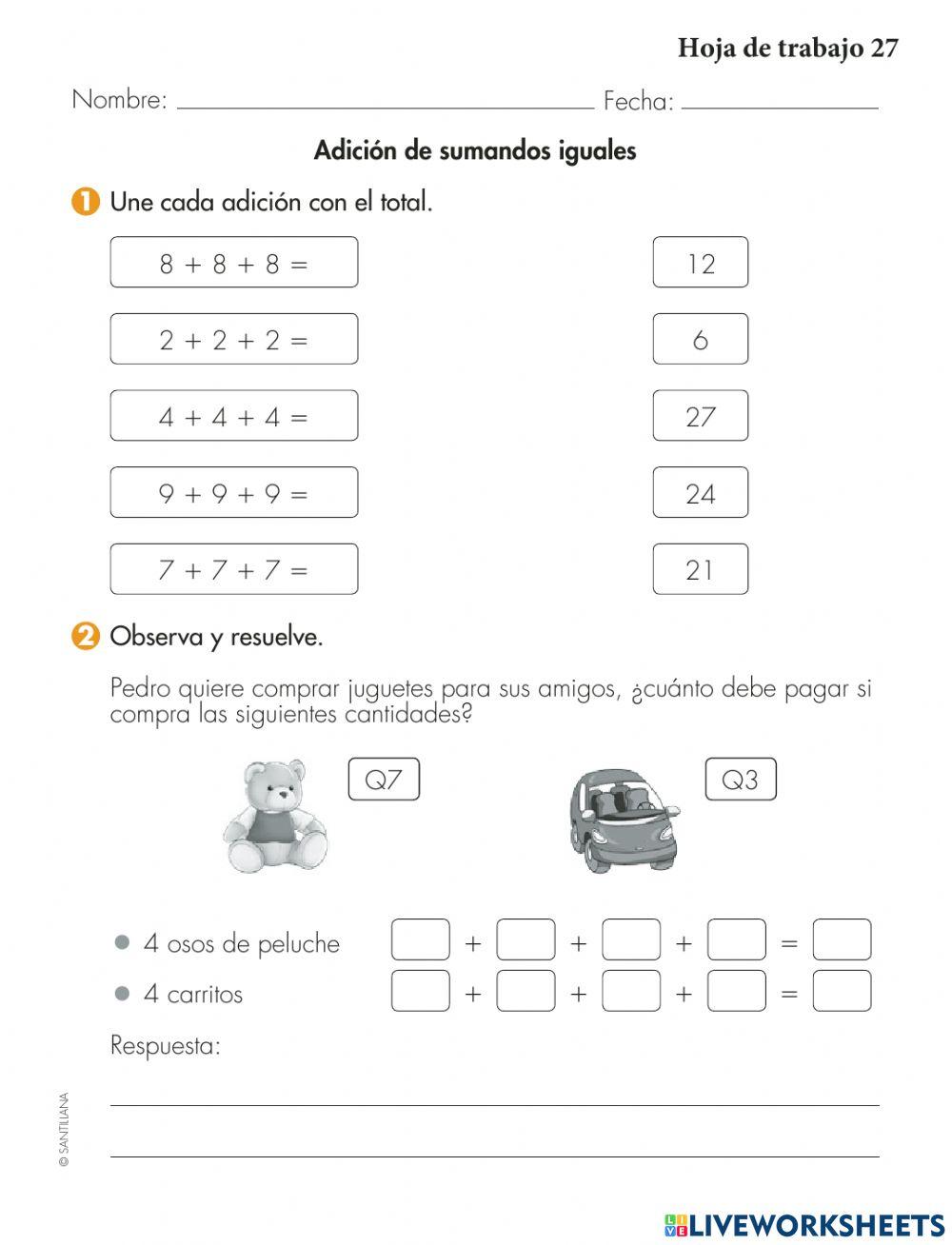 Adiciòn de sumandos iguales