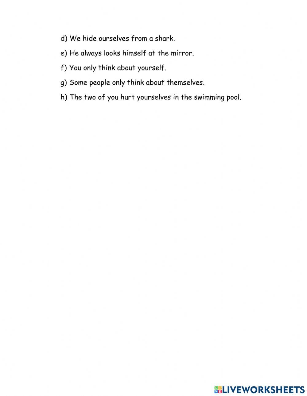 Reflexive Pronouns I - 4th graders