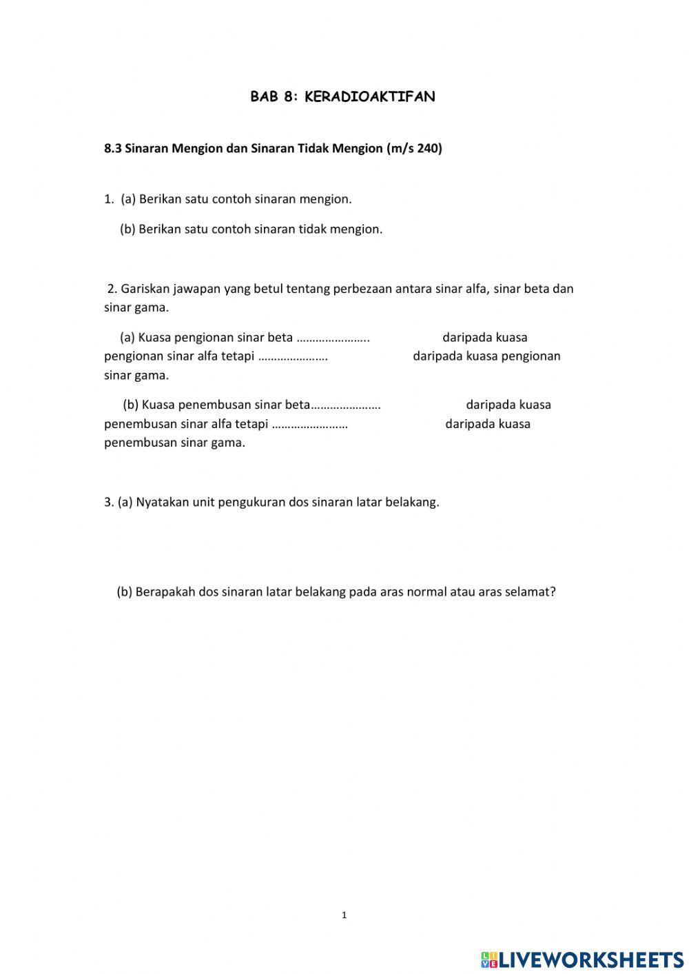 Sains Tingkatan 3 Bab 8.3 dan 8.4