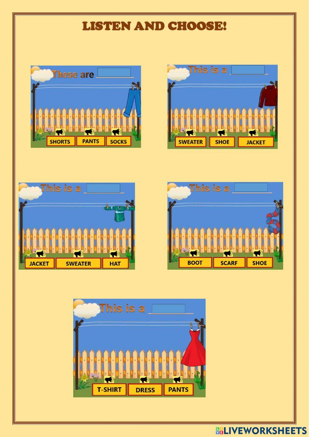 Extra practice activity - Clothes