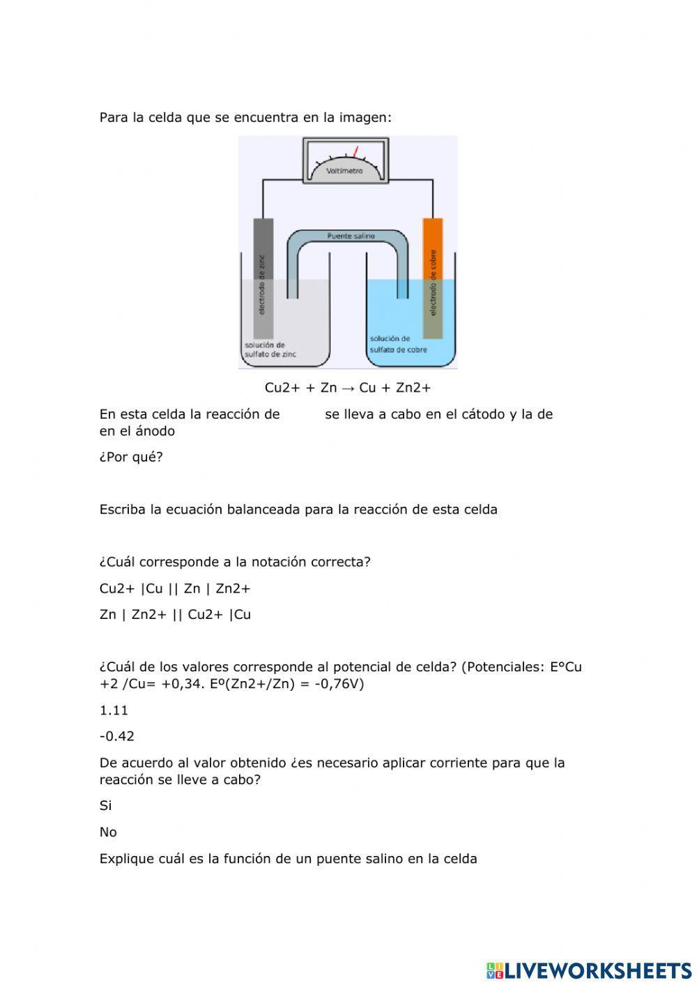 Guía celda galvánica
