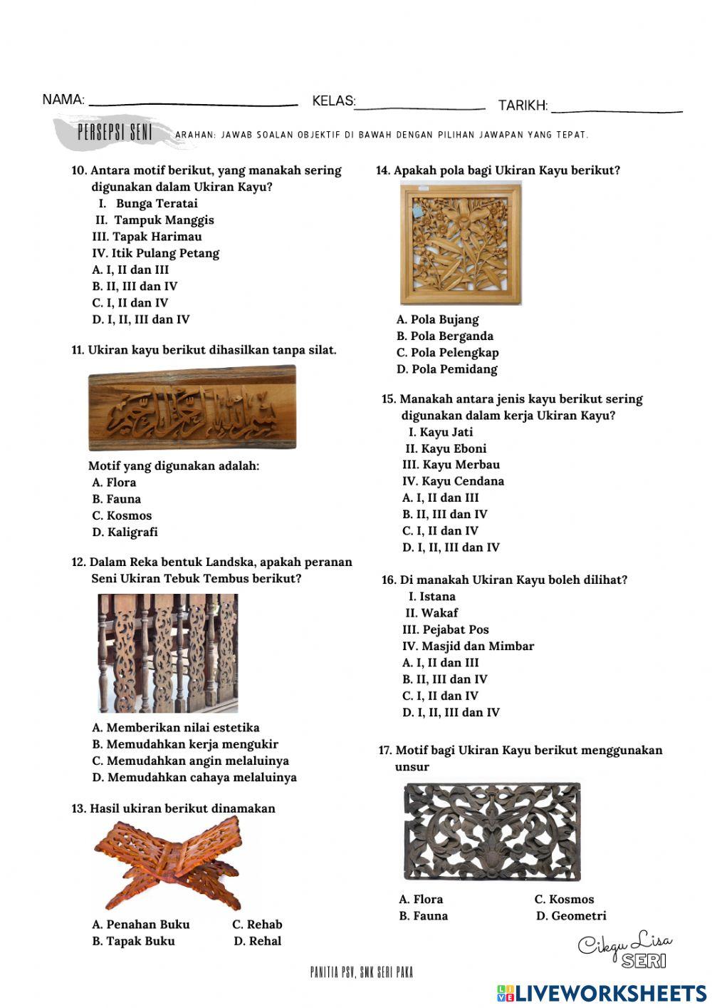Latihan objektif kraf ukiran t4