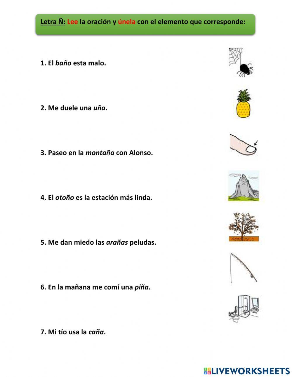 Comprensión lectora letra ñ