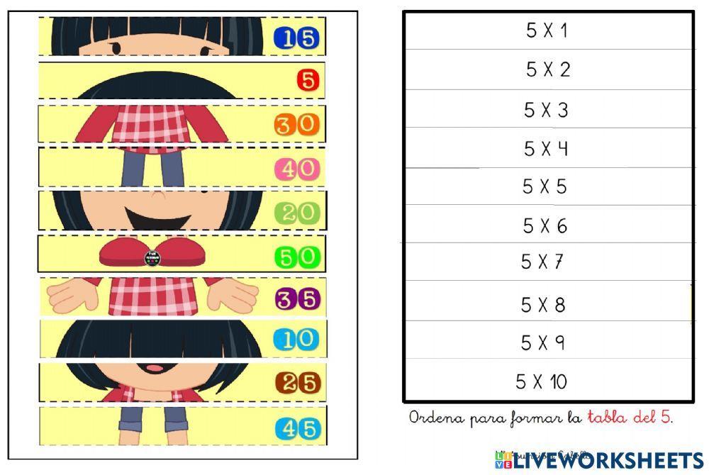 Puzzle tabla del 5