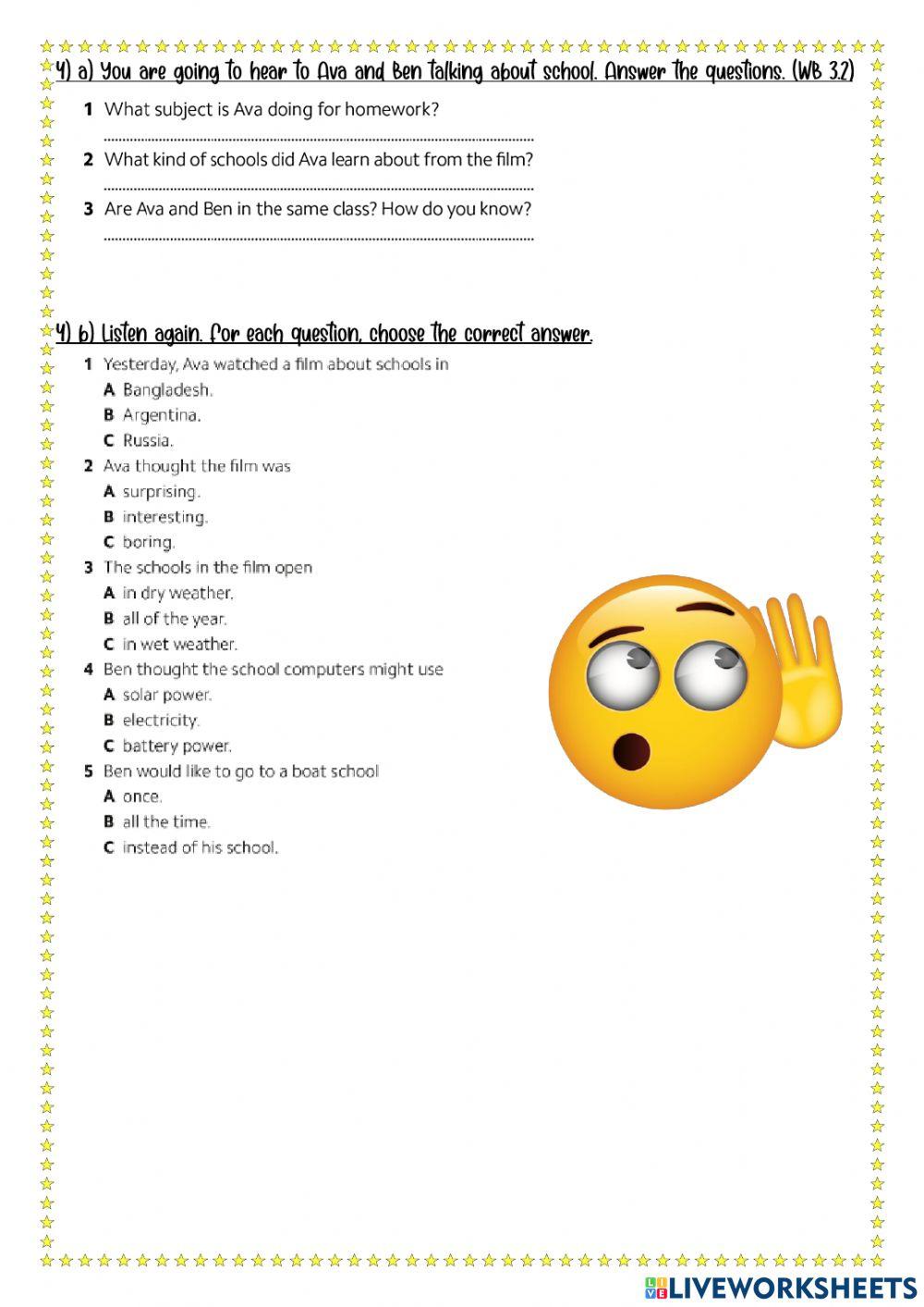 Mid term exam - 4th teens listening