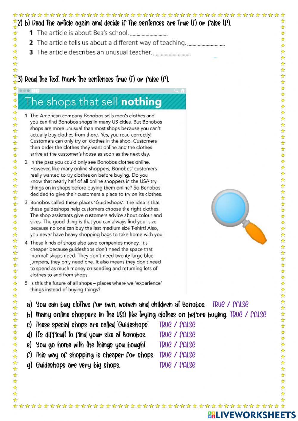 Mid term exam 4th teens reading