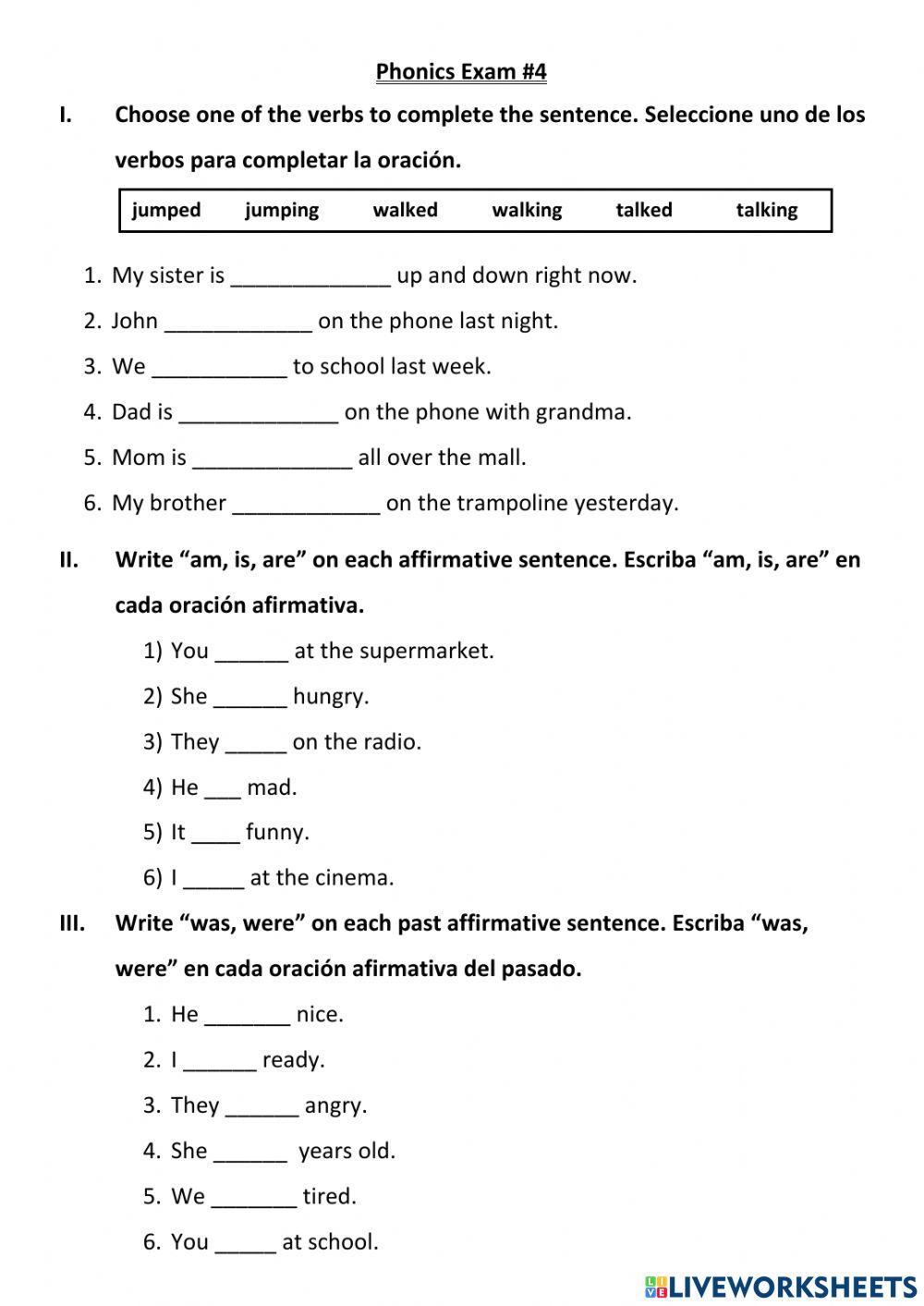 Phonics Infantil Exam 4