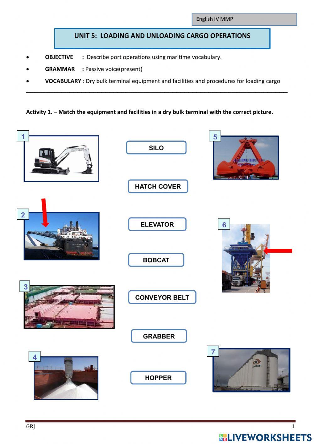 Loading-unloading dry bulk cargo
