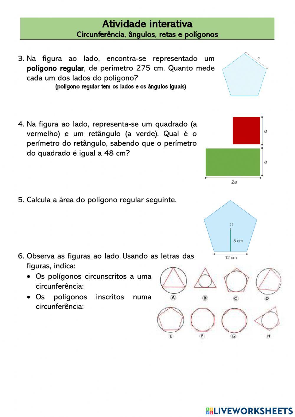 Circunferência. Polígonos