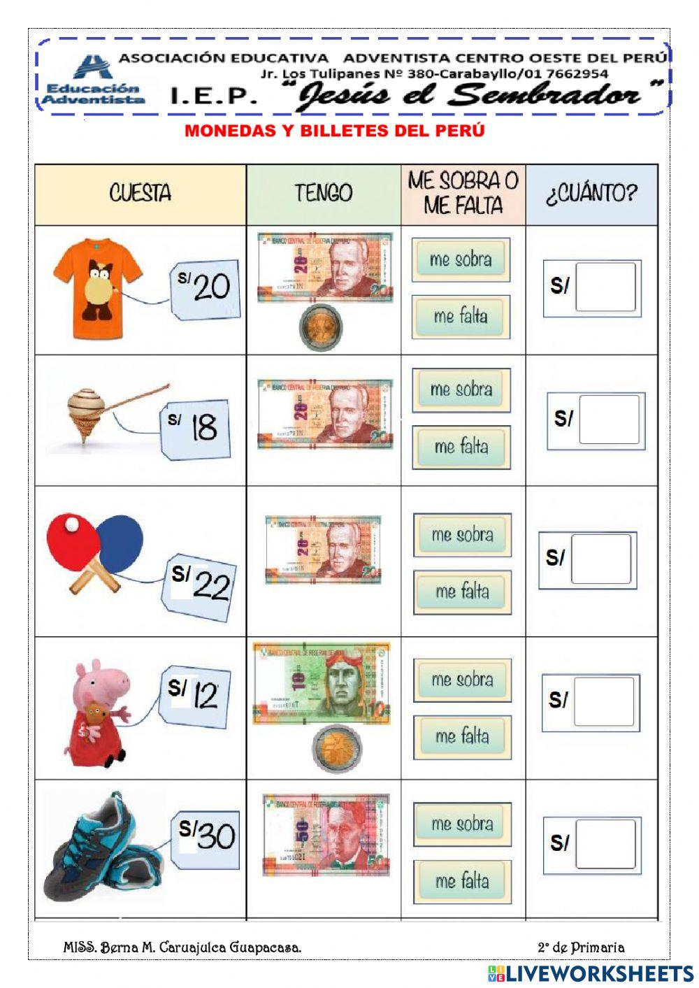 1150393 monedas y billetes bernacg liveworksheets