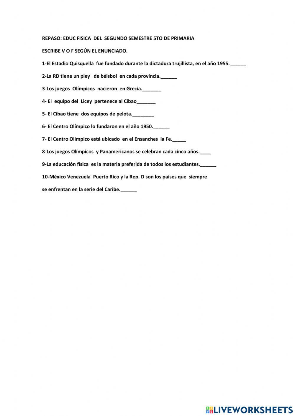 Repaso del segundo semestre.