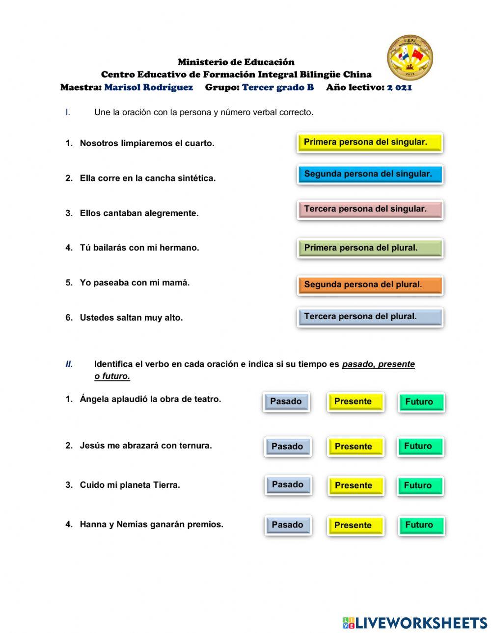 Persona y tiempos verbales.