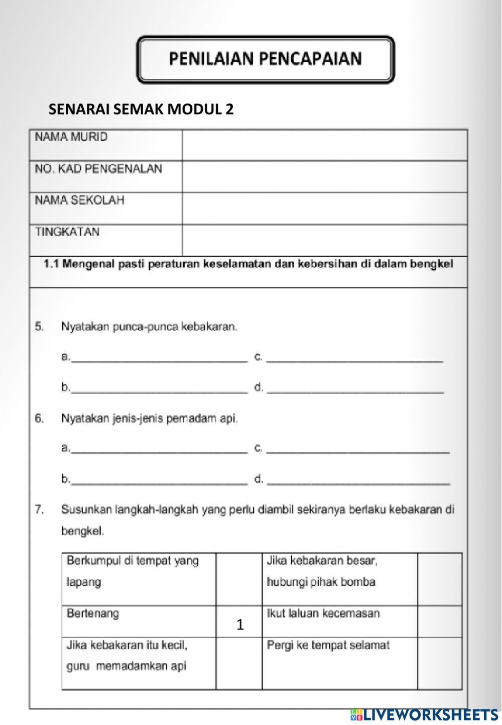 Senarai semak keselamatan di bengkel