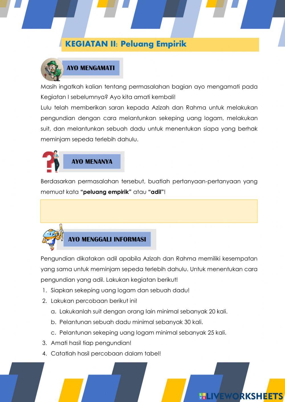 LKPD 1 Peluang Kelas VIII