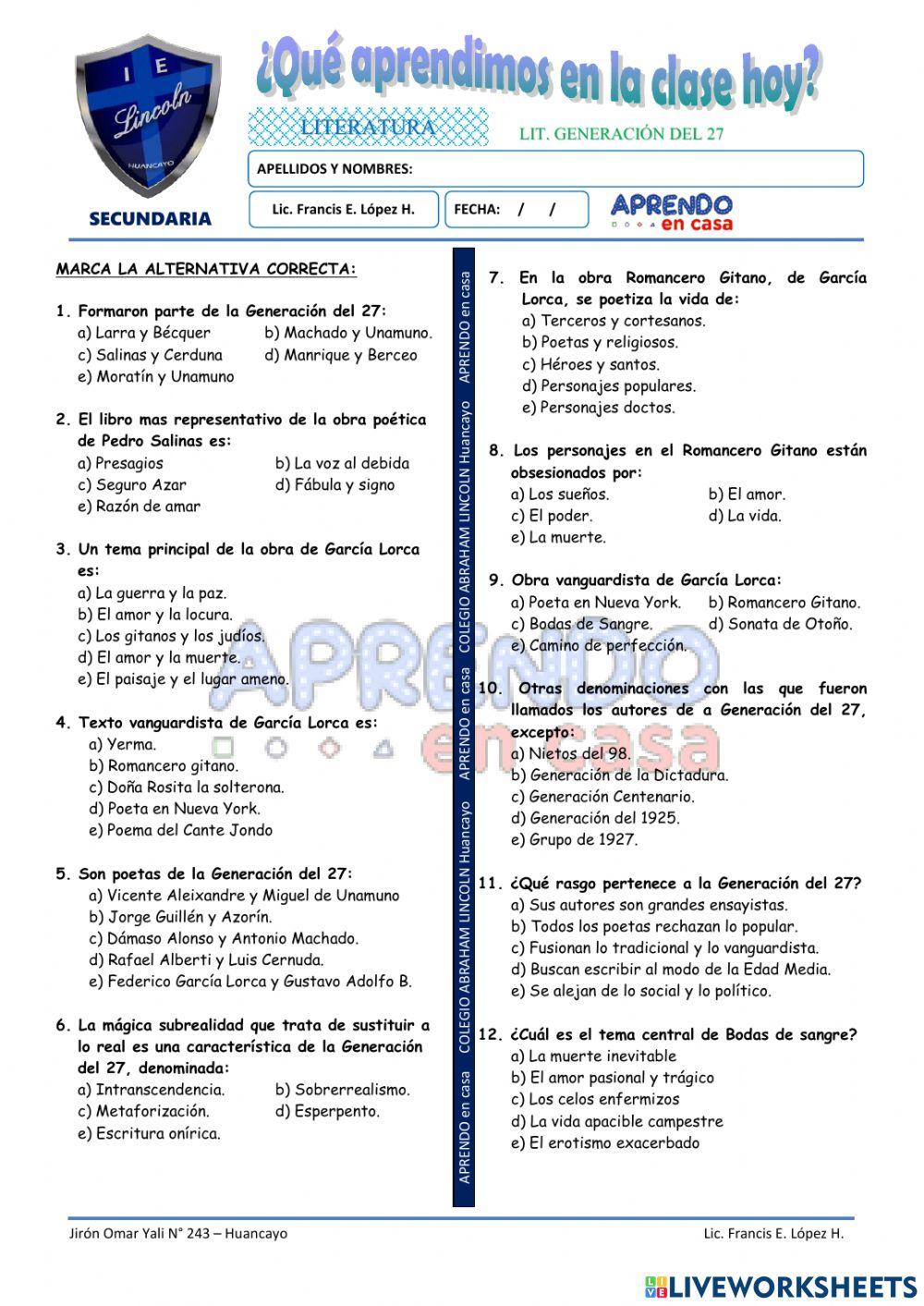 Prac. lit. generación del 27