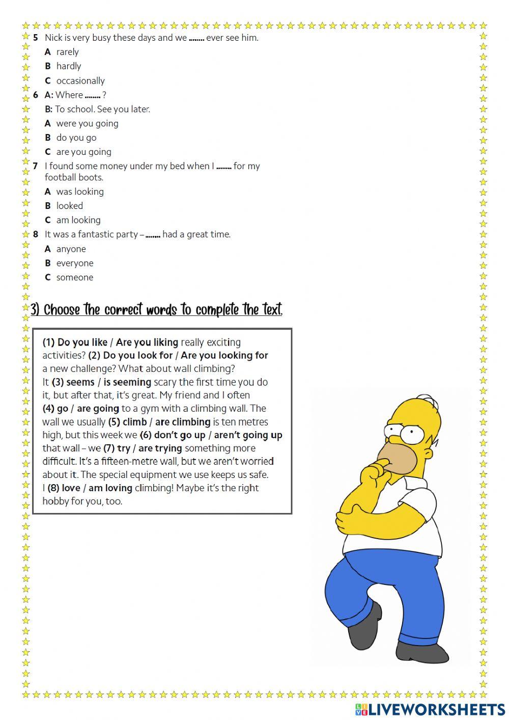 Mid term 4th jrs - grammar and voc.